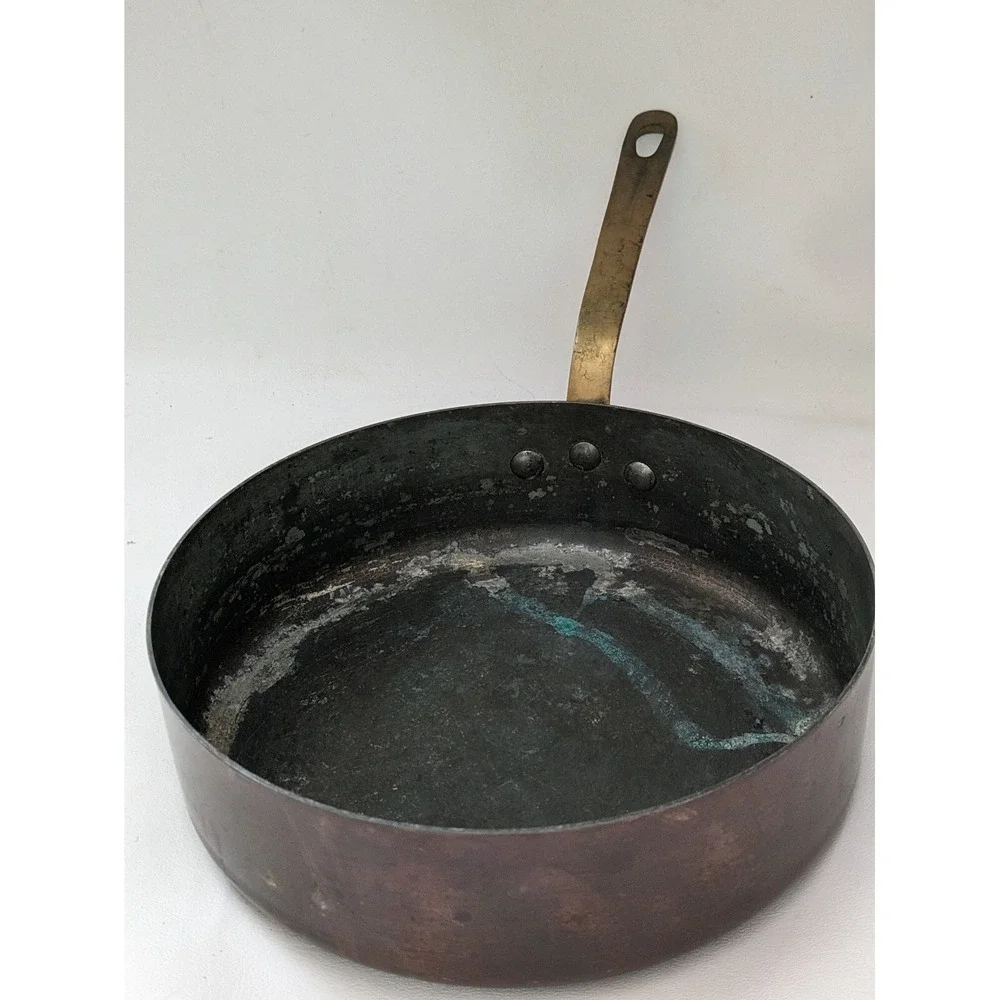 Design Store France Copper Sauce Pan Tin Lined 9.5 Inch Diameter 3 Inch Tall